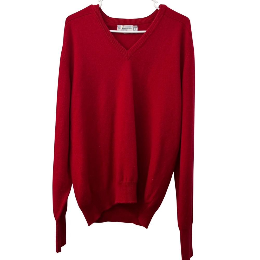 Peterborough Row Bloomingdales Mens Red 100% Cashmere V-Neck Sweater‎ Scotland L
